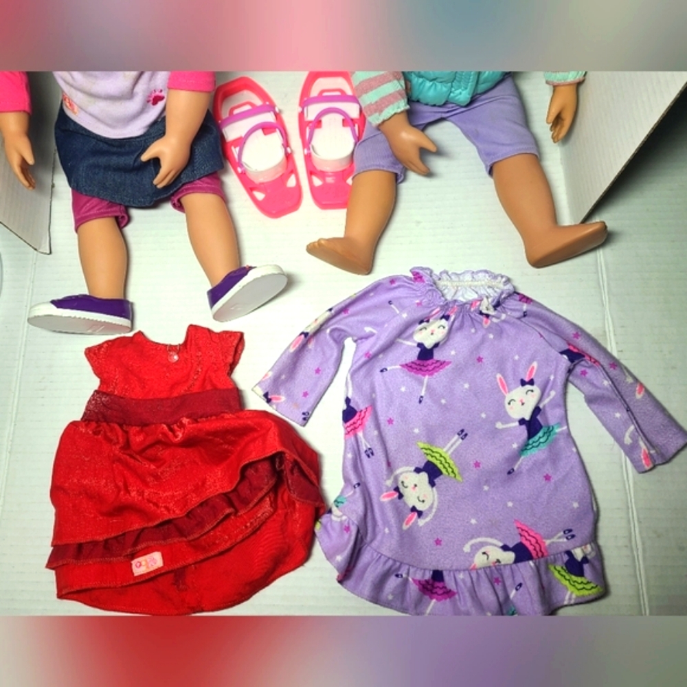 Lot of 2 OG Our Generation 18" Dolls with Clothes and Accessories - Picture 2 of 3